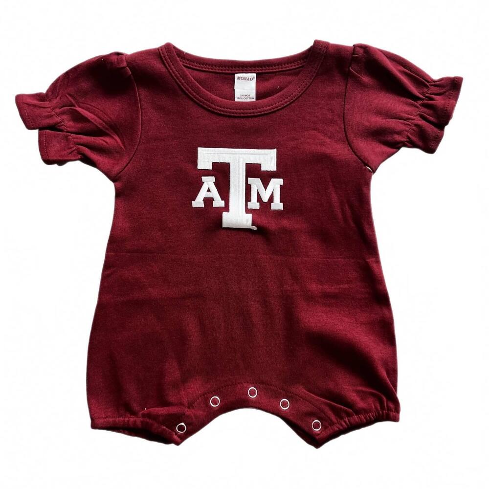 NEW TWO FEET AHEAD girl's texas a&m romper in maroon